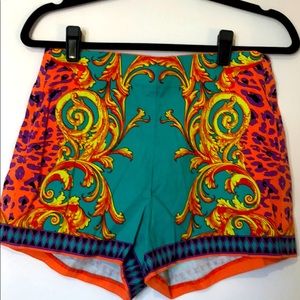 Multi Color Print High Waisted Shorts, Sz 2-4